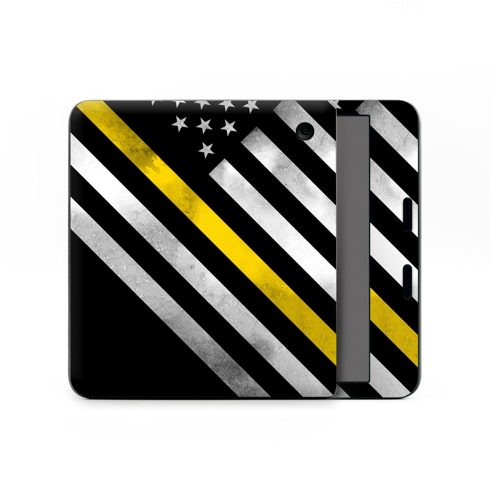 Kobo Libra Colour Skin design of Flag of the united states, Flag, Yellow, Line, Black-and-white, Pattern, Monochrome, Graphic design, Parallel, with black, white, gray, yellow colors
