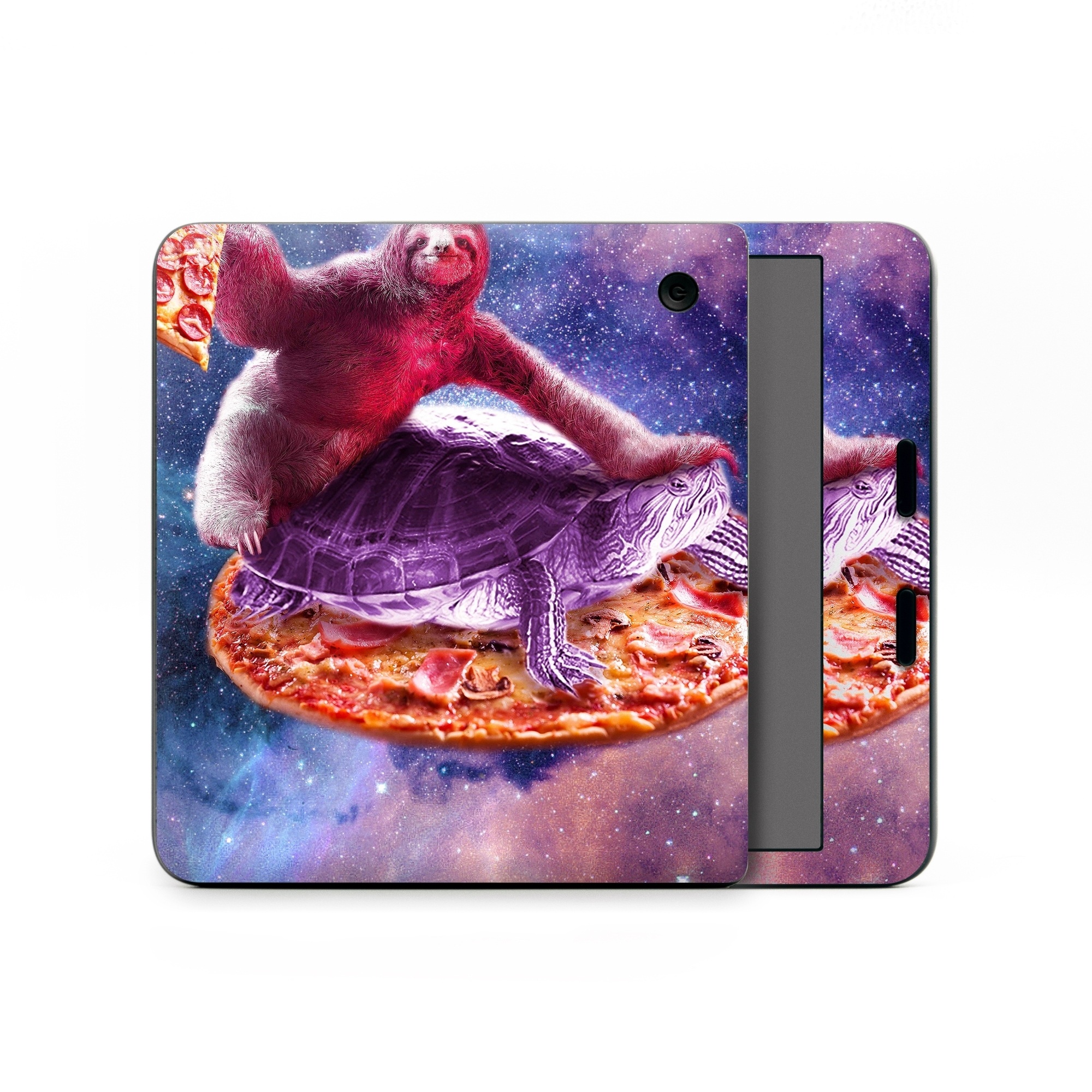 Kobo Libra Colour Skin design of Illustration, Pink, Turtle, Art, Sea turtle, Space, Painting, Fictional character, Tortoise, with black, white, blue, gray, red, yellow colors