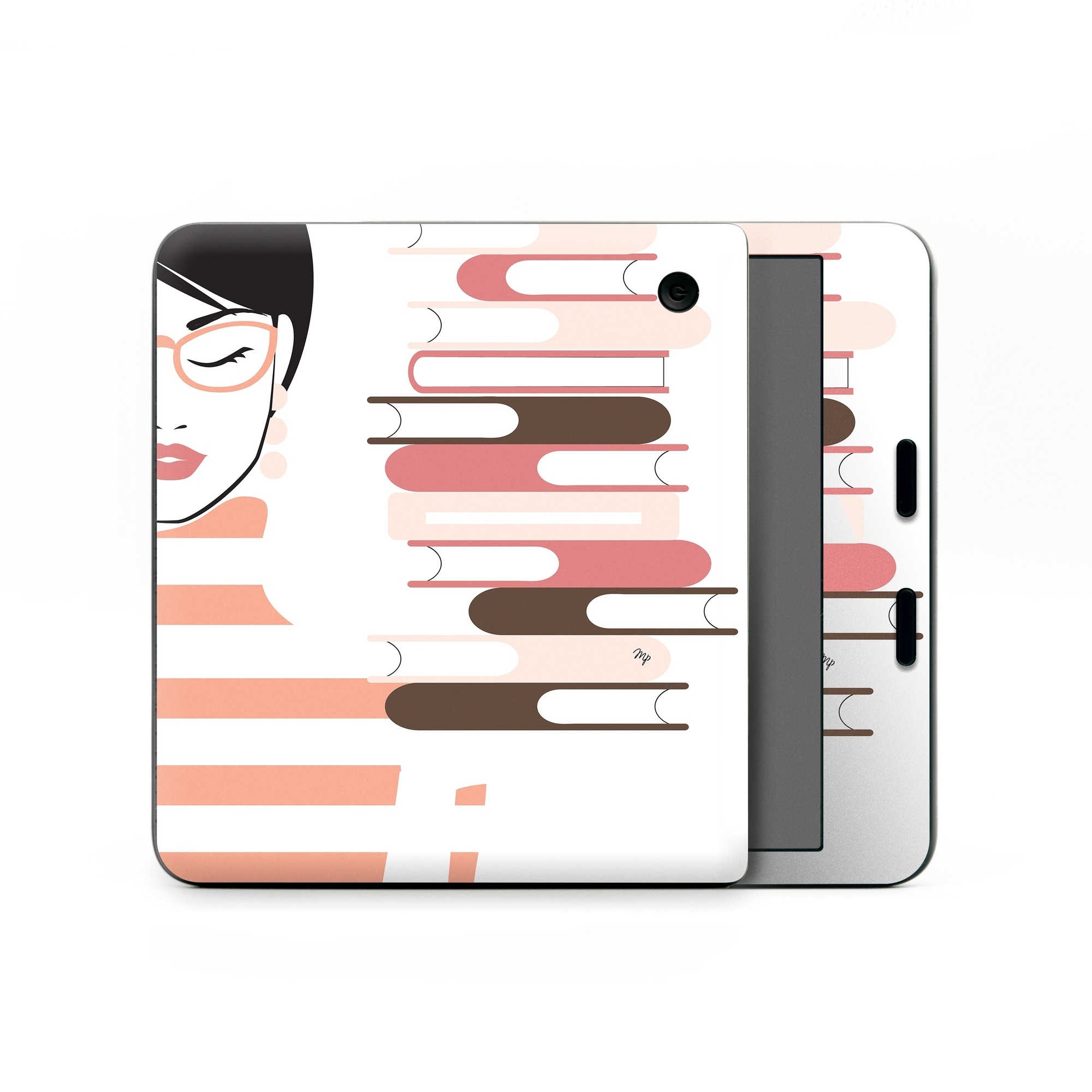 Kobo Libra Colour Skin design of Eyebrow, Gesture, Font, Carmine, Graphics, Thumb, Art, Illustration, Graphic design, Lipstick, with white, black, pink, brown, red colors