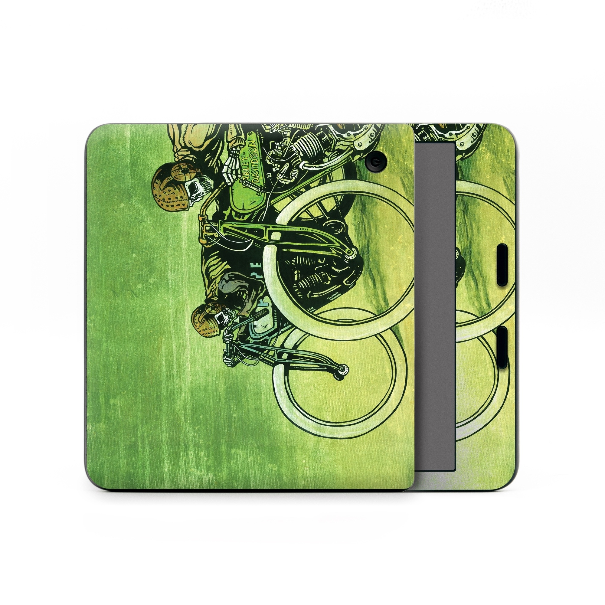 Kobo Libra Colour Skin design of Tire, Wheel, Bicycle, Bicycle tire, Automotive tire, Crankset, Bicycle handlebar, Motor vehicle, Bicycle wheel, Bicycle part, with green, gray, white, black, brown colors