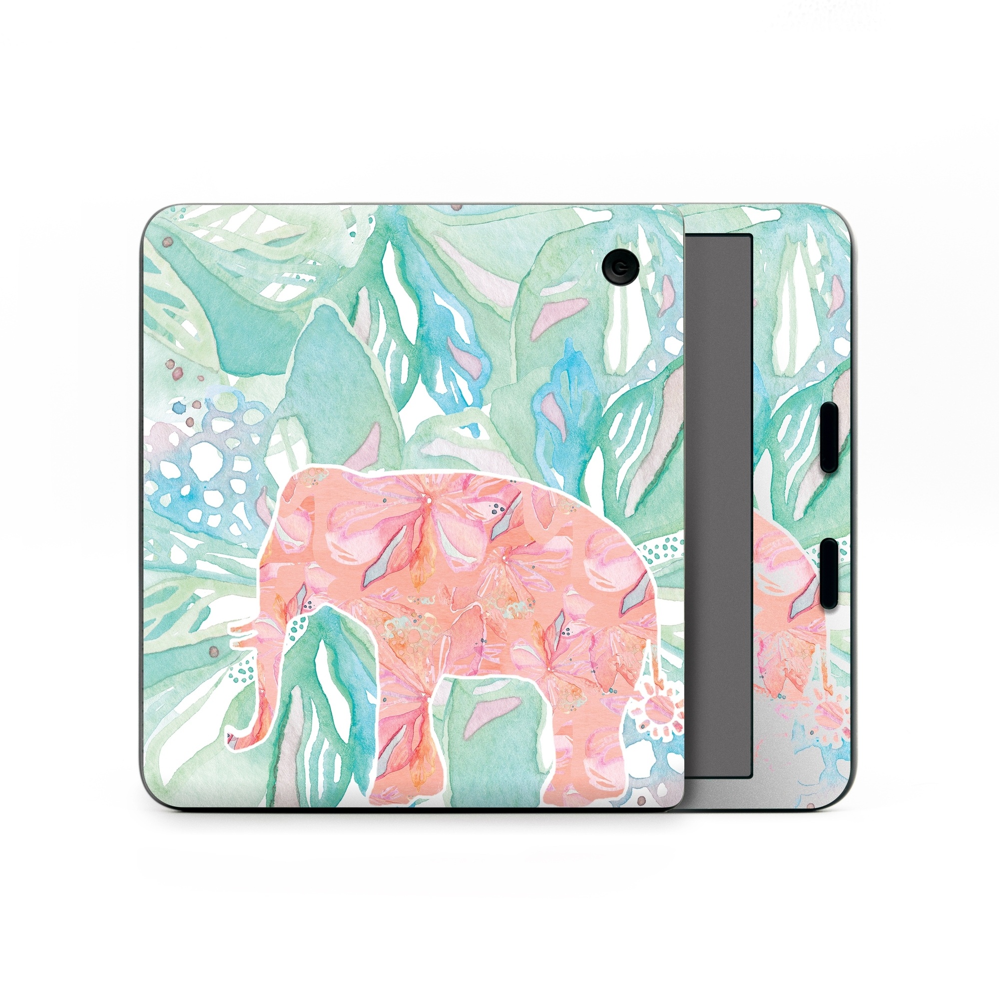 Kobo Libra Colour Skin design of Aqua, Turquoise, Pattern, Wrapping paper, Design, Illustration, Plant, Gift wrapping, Art, with blue, pink, white, green colors