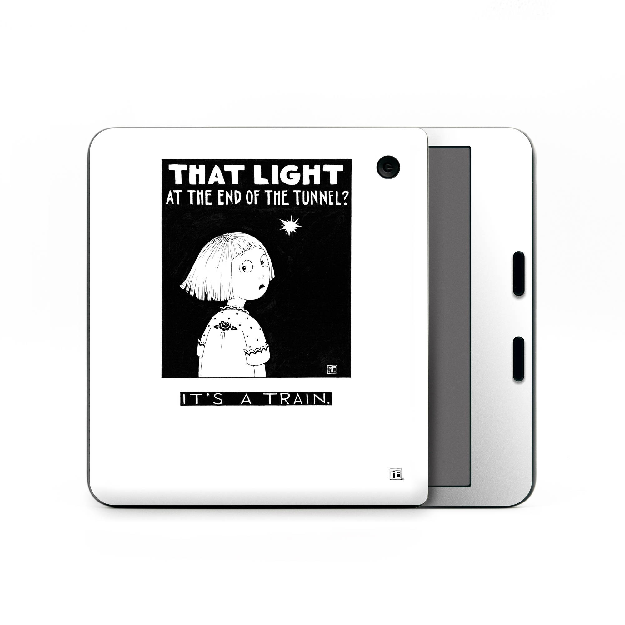 Kobo Libra Colour Skin design of Cartoon, Poster, Font, Black-and-white, Fictional character, Illustration, Coloring book, with black, white colors
