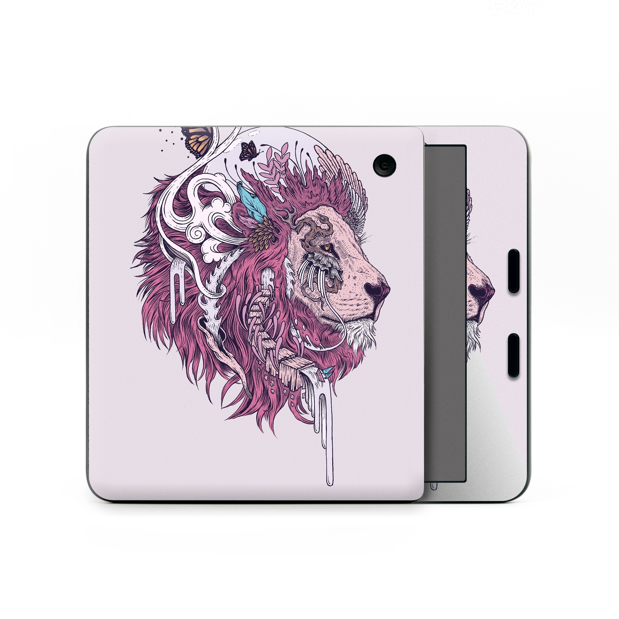 Kobo Libra Colour Skin design of Illustration, Drawing, Sketch, Art, Graphic design, Lion, Goats, Fictional character, Ink, Bison, with gray, purple, black, red colors