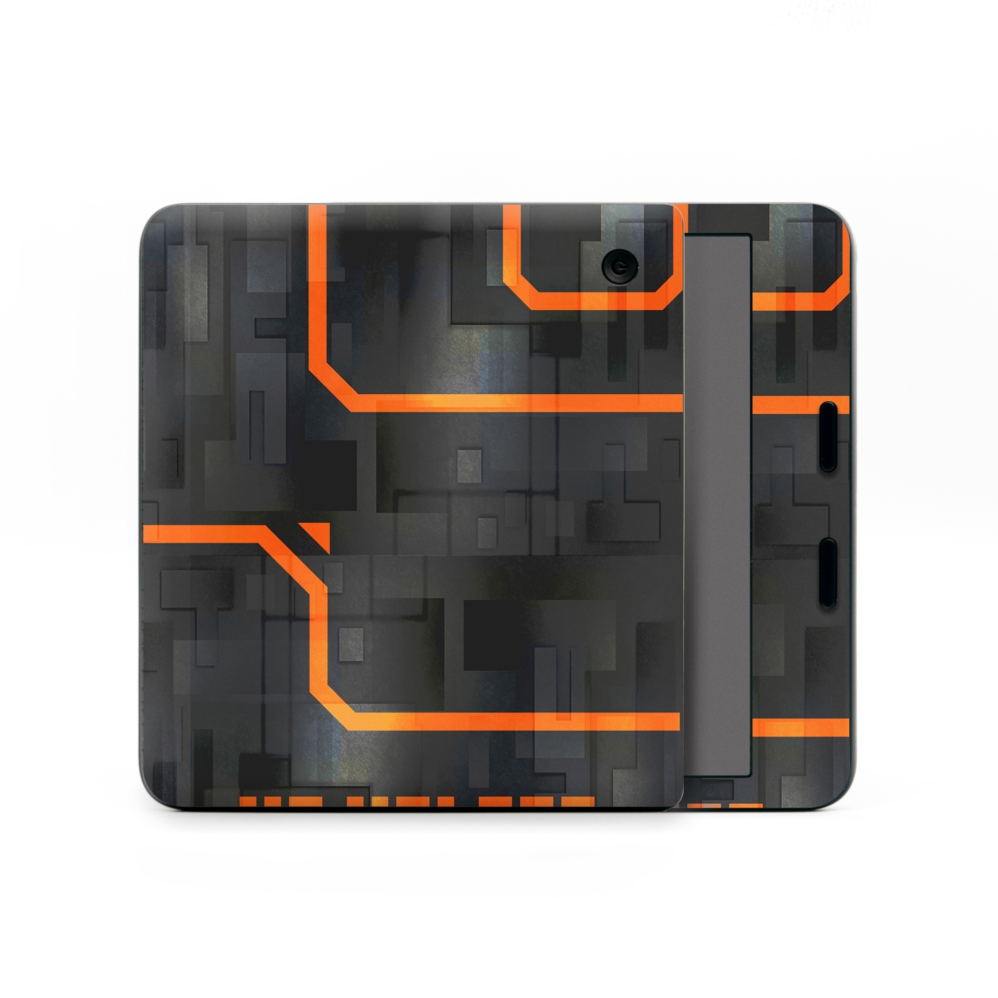 Kobo Libra Colour Skin design of Orange, Font, Parallel, Pattern, Graphics, Rectangle, Logo, Brand, Graphic design, Event, with black, orange colors