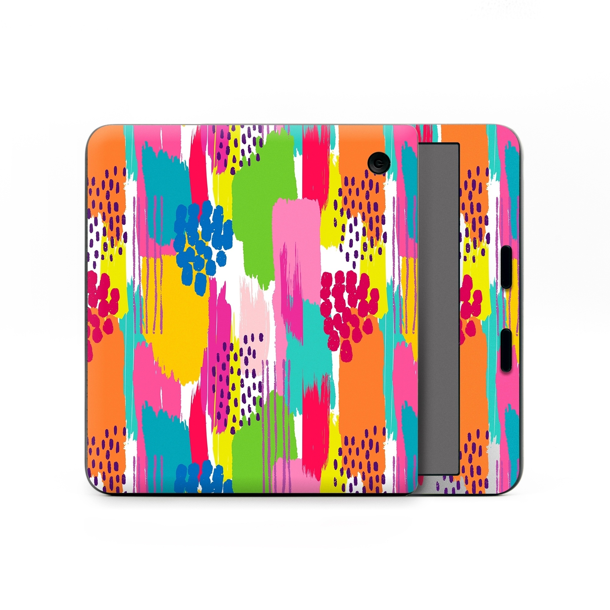 Kobo Libra Colour Skin design of Colorfulness, Textile, Rectangle, Font, Line, Painting, Art, Magenta, Material property, Pattern, with white, pink, yellow, orange, blue, red colors