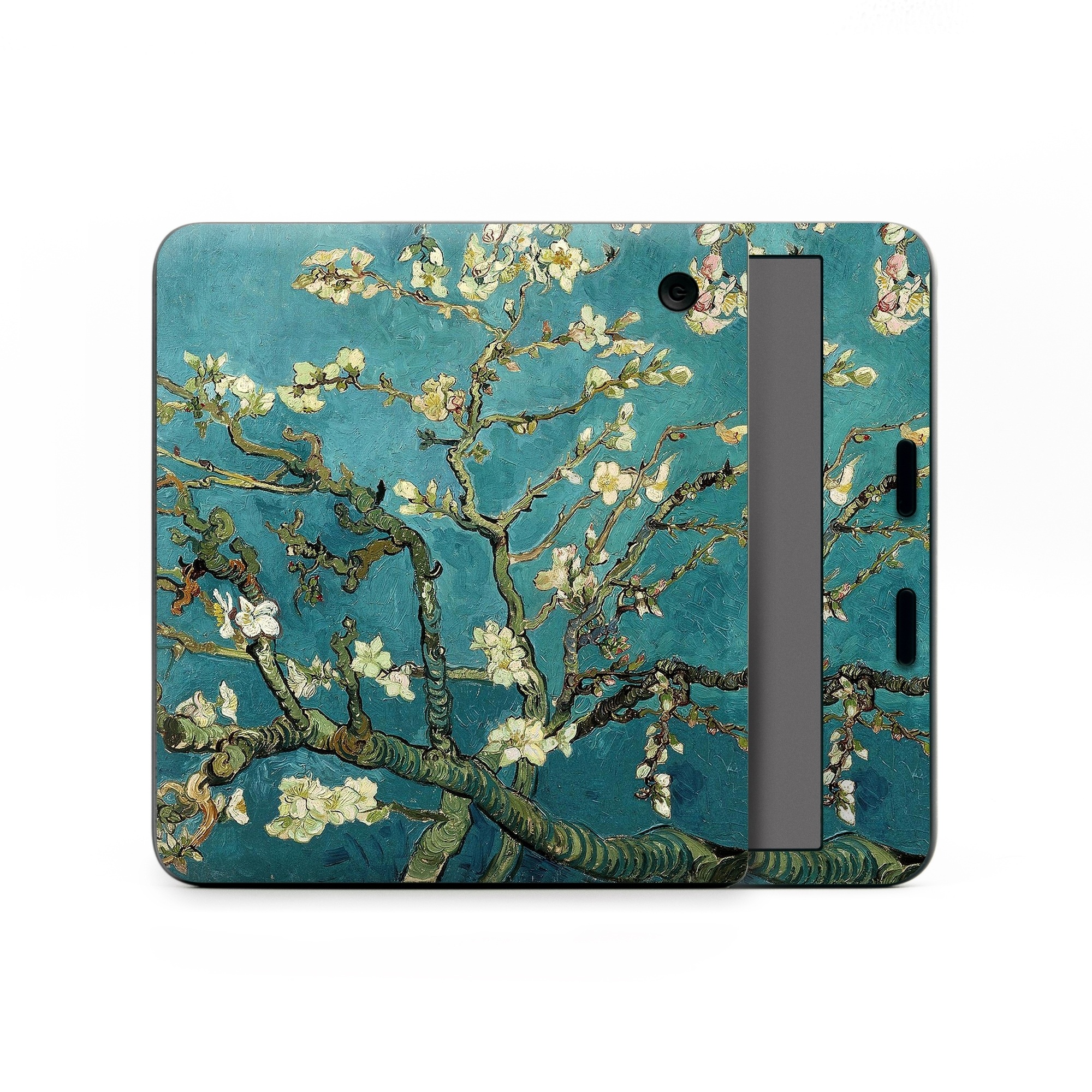 Kobo Libra Colour Skin design of Tree, Branch, Plant, Flower, Blossom, Spring, Woody plant, Perennial plant, with blue, black, gray, green colors