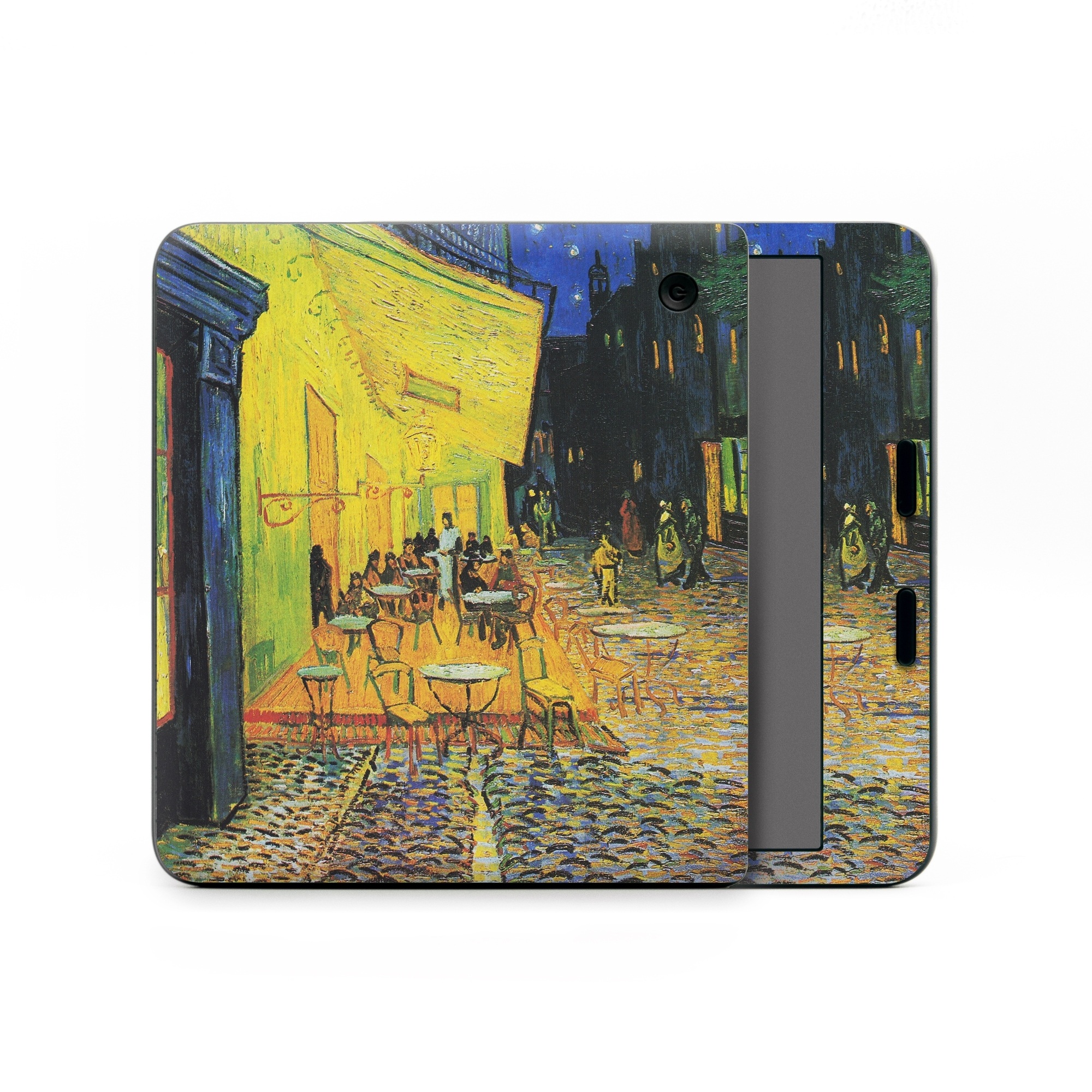 Kobo Libra Colour Skin design of Painting, Art, Yellow, Watercolor paint, Illustration, Modern art, Visual arts, Street, Infrastructure, Tree, with green, black, blue, gray, red colors