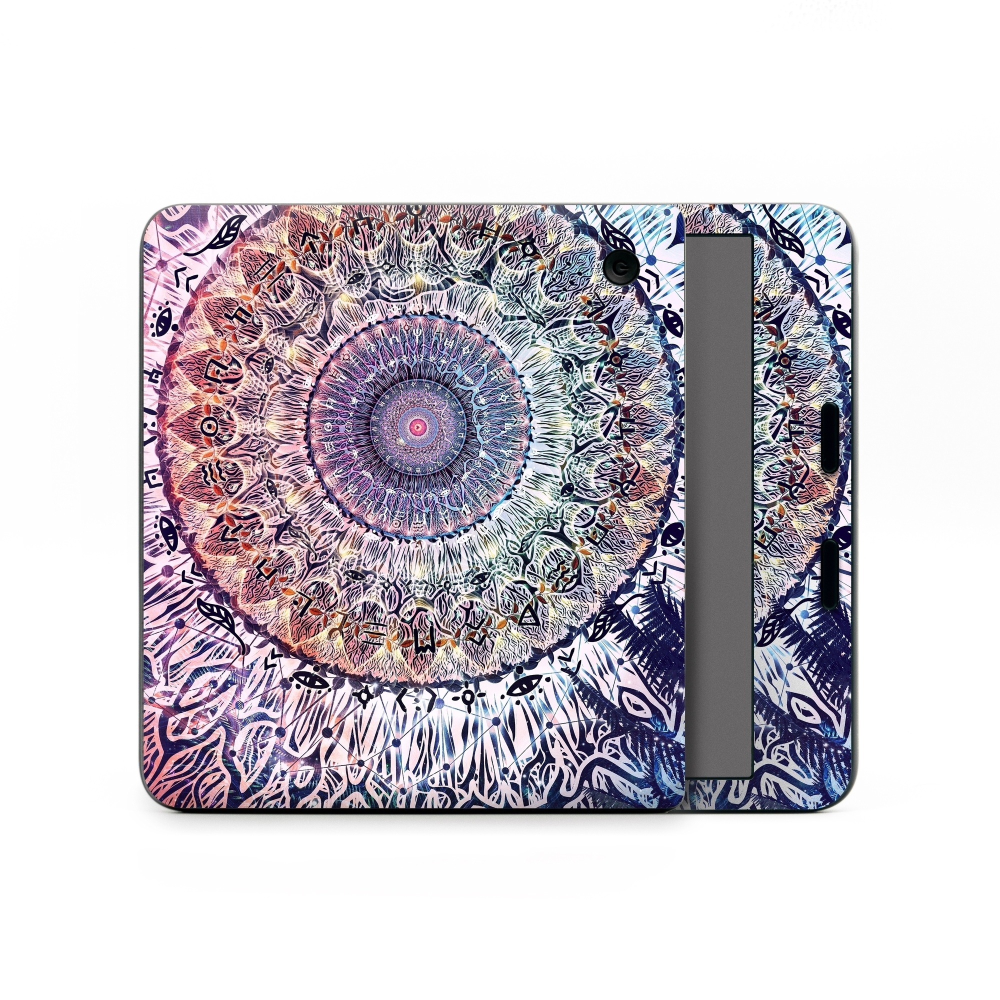 Kobo Libra Colour Skin design of Tapestry, Pattern, Art, Close-up, Circle, Fractal art, Textile, Eye, Design, Kaleidoscope, with blue, red, yellow, purple, green colors