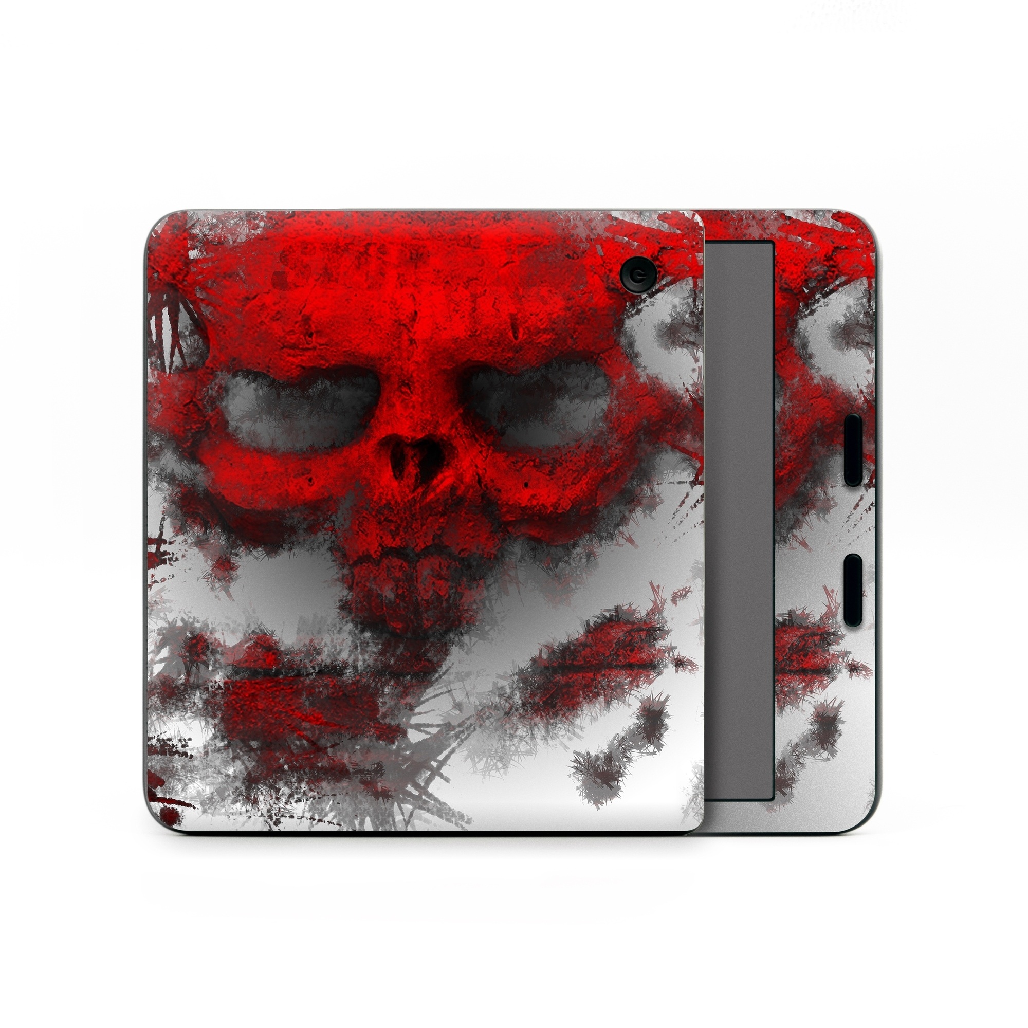 Kobo Libra Colour Skin design of Red, Graphic design, Skull, Illustration, Bone, Graphics, Art, Fictional character, with red, gray, black, white colors