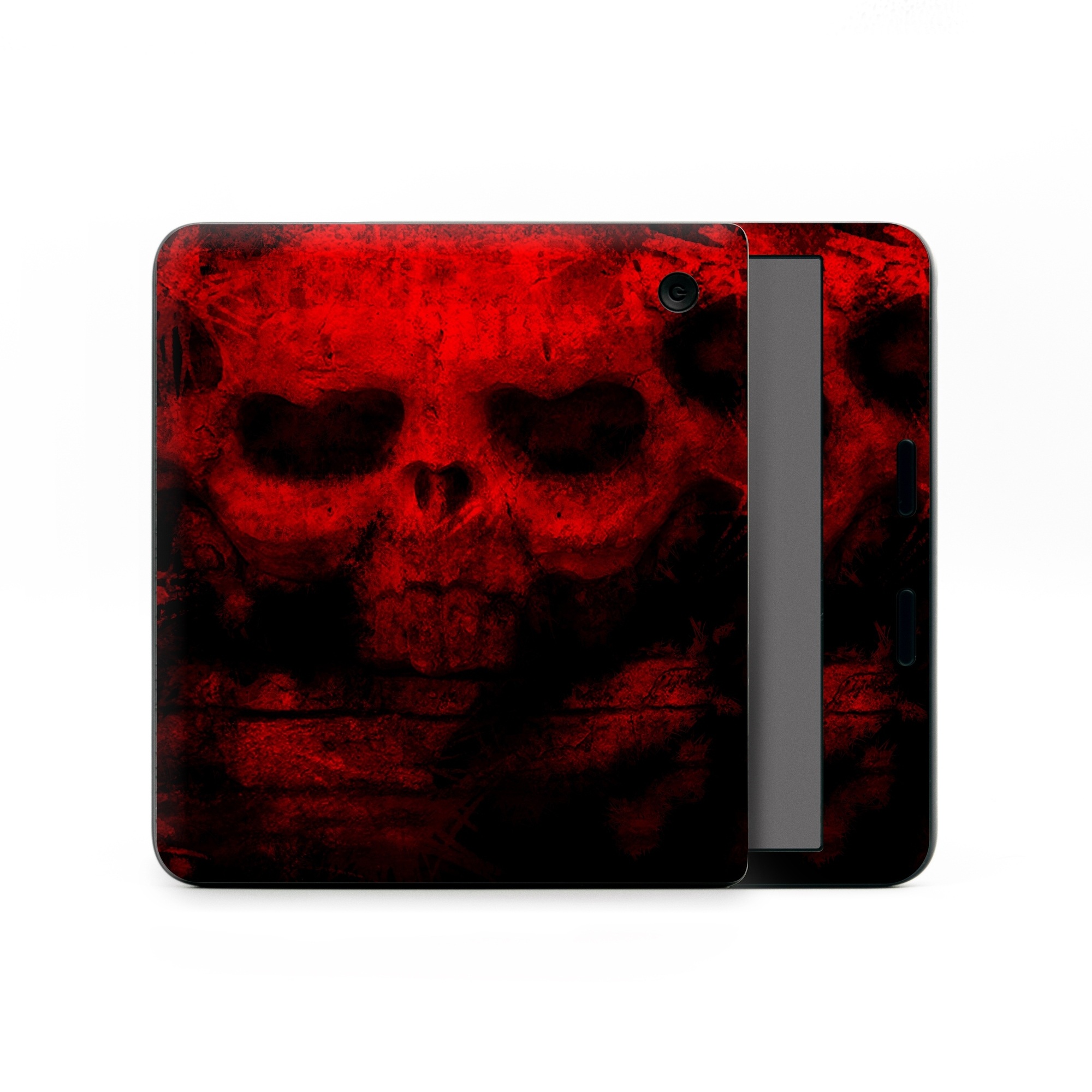 Kobo Libra Colour Skin design of Red, Skull, Bone, Darkness, Mouth, Graphics, Pattern, Fiction, Art, Fractal art, with black, red colors