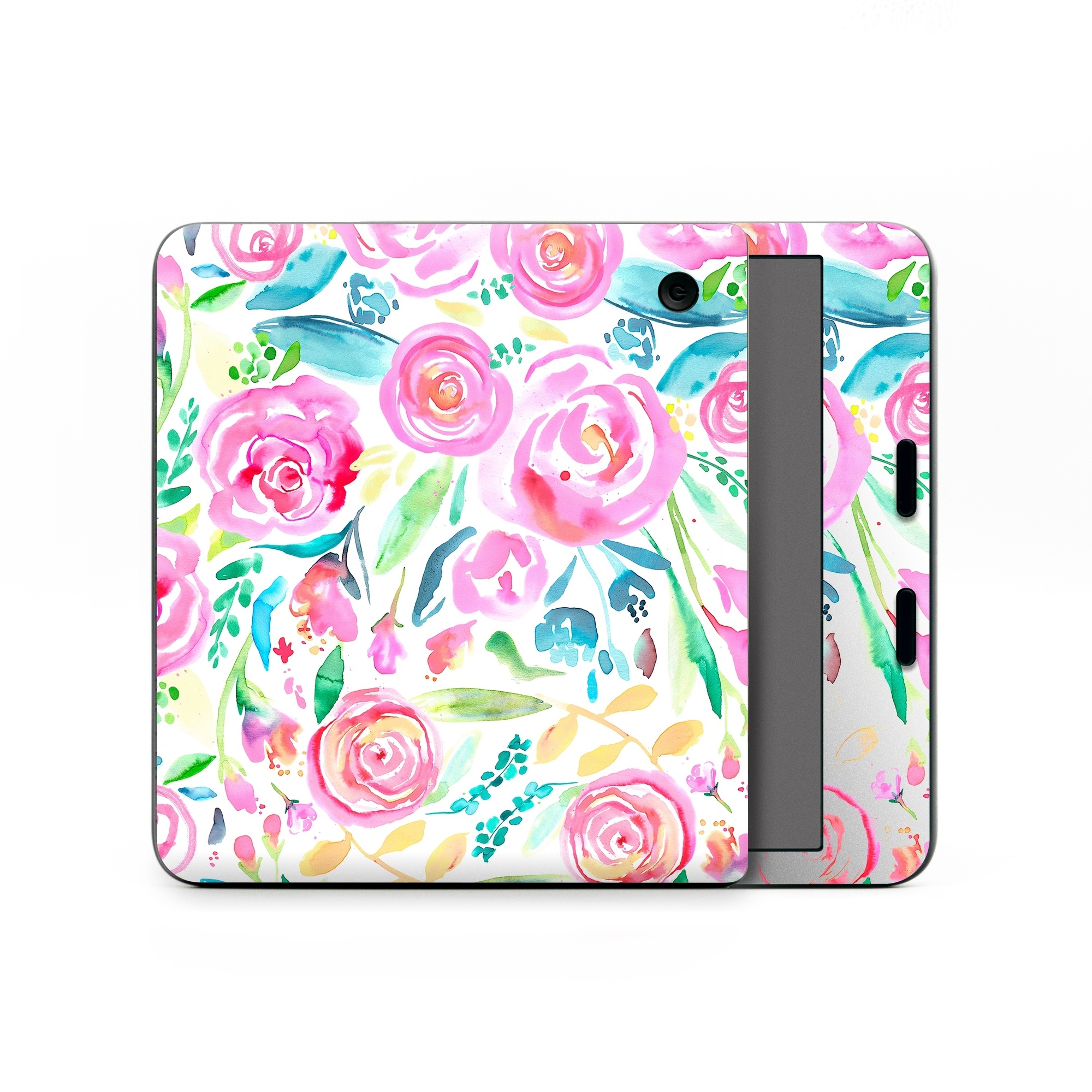 Kobo Libra Colour Skin design of Flower, Plant, Petal, Pink, Art, Material property, Magenta, Flowering plant, Pattern, Rose family, with white, pink, green, blue, yellow colors