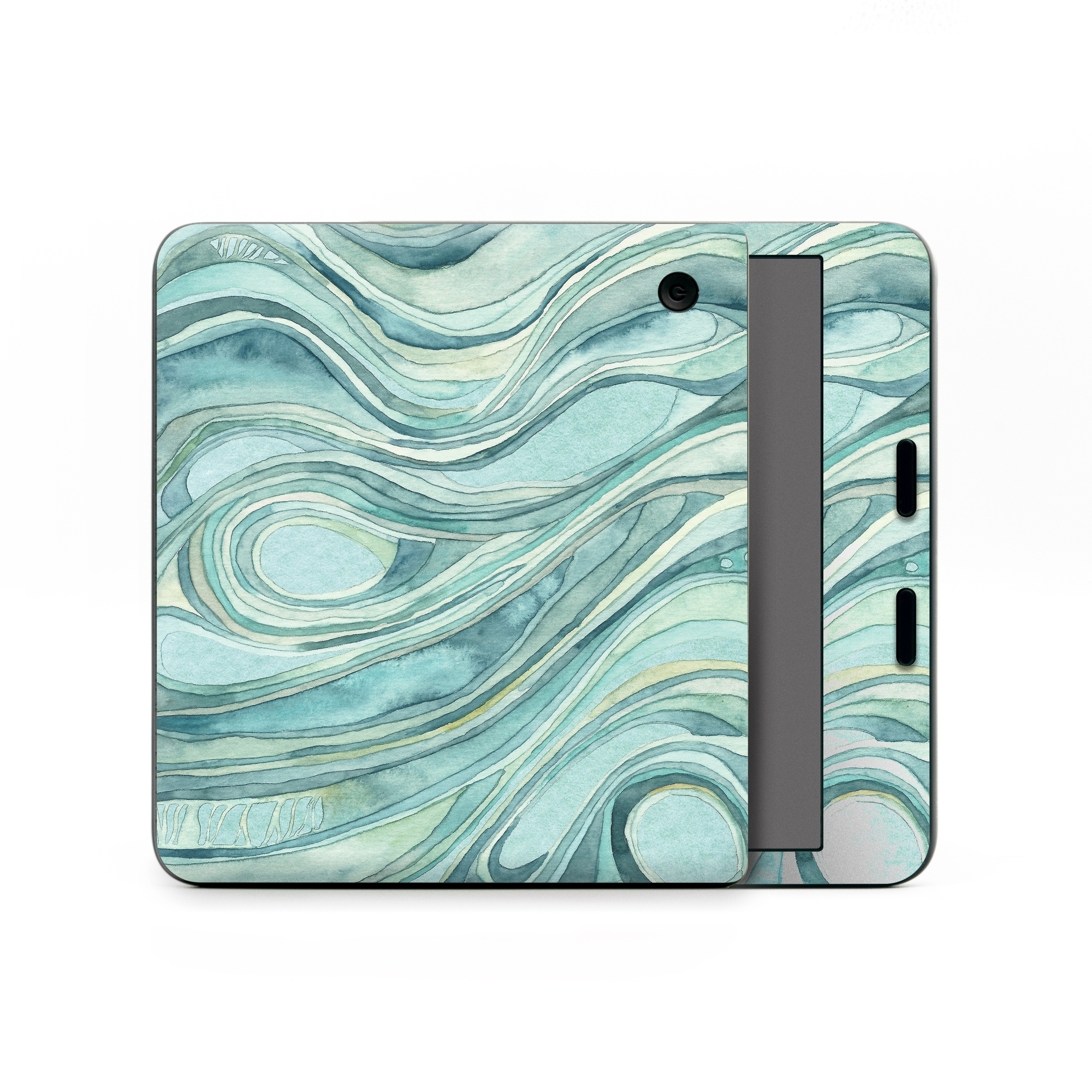 Kobo Libra Colour Skin design of Aqua, Blue, Pattern, Turquoise, Teal, Water, Design, Line, Wave, Textile, with gray, blue colors