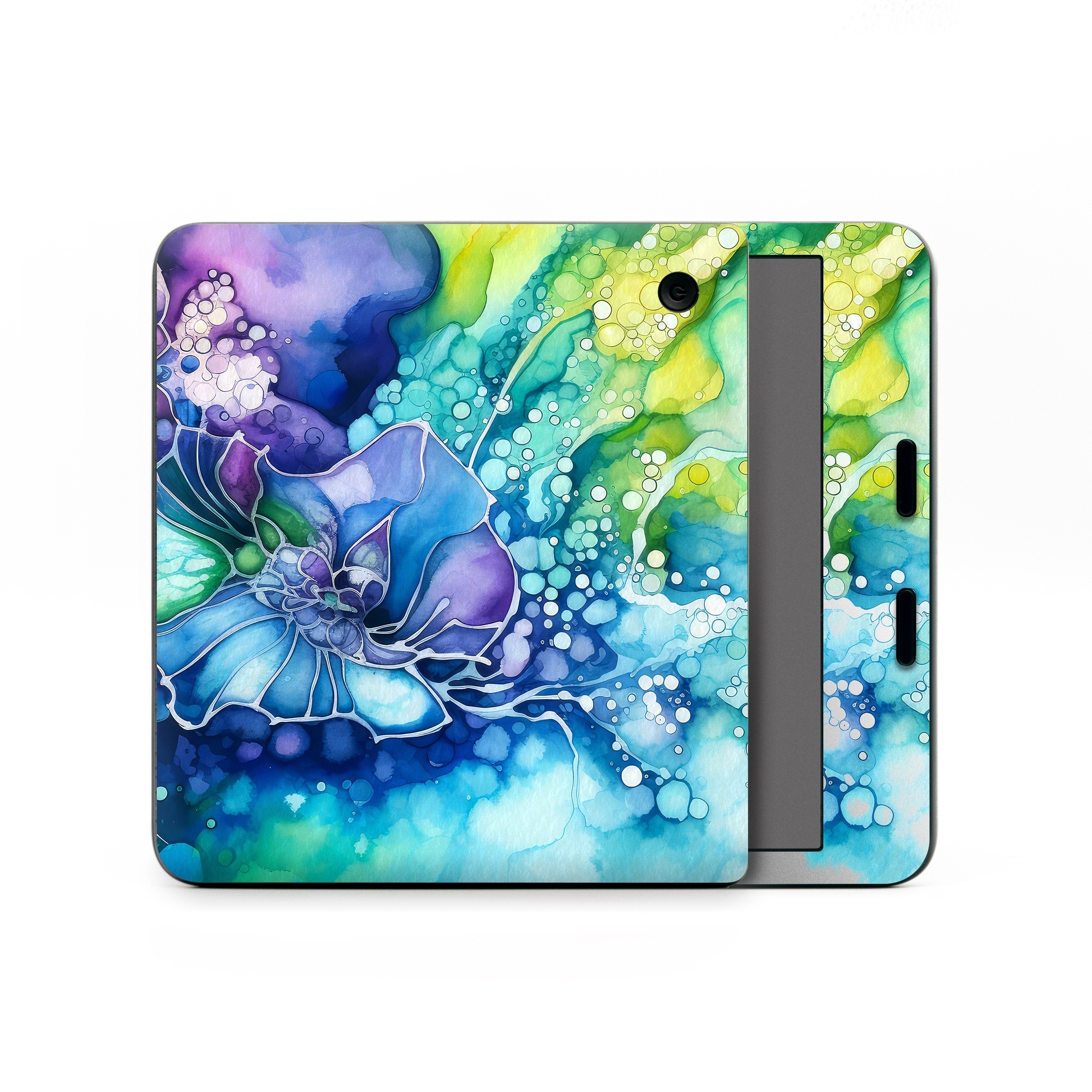 Kobo Libra Colour Skin design of Flower, Plant, Art paint, Petal, Blue, Azure, Purple, Art, Paint, Painting, with blue, yellow, green, purple, white, orange colors