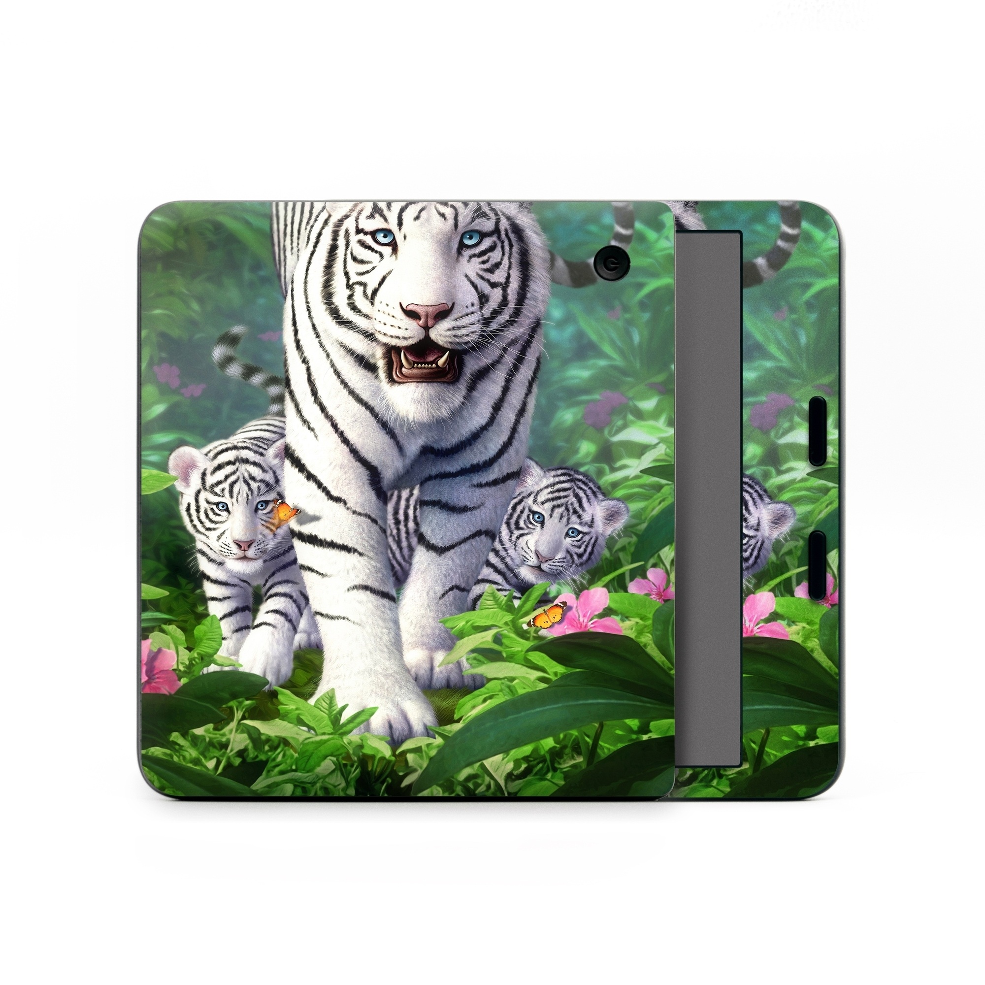 Kobo Libra Colour Skin design of Plant, Eye, Plant community, Vertebrate, Felidae, Leaf, Botany, Carnivore, Organism, Terrestrial plant, with white, black, blue, green, pink, yellow colors