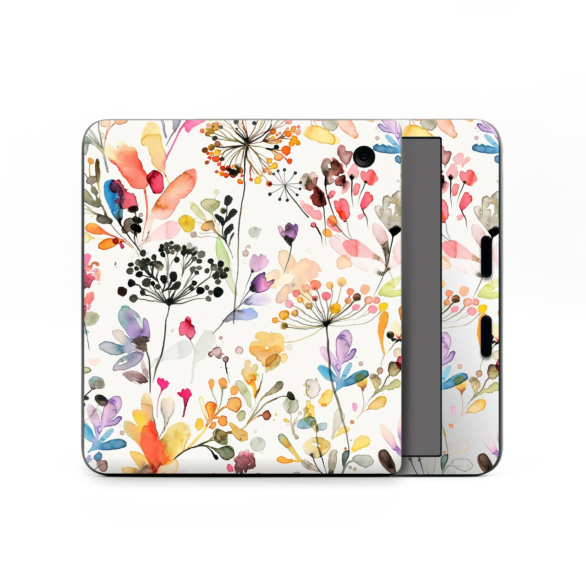Kobo Libra Colour Skin design of Flower, Petal, Rectangle, Branch, Creative arts, Plant, Line, Art, Painting, Font, with white, pink, red, yellow, orange, green, blue, purple colors