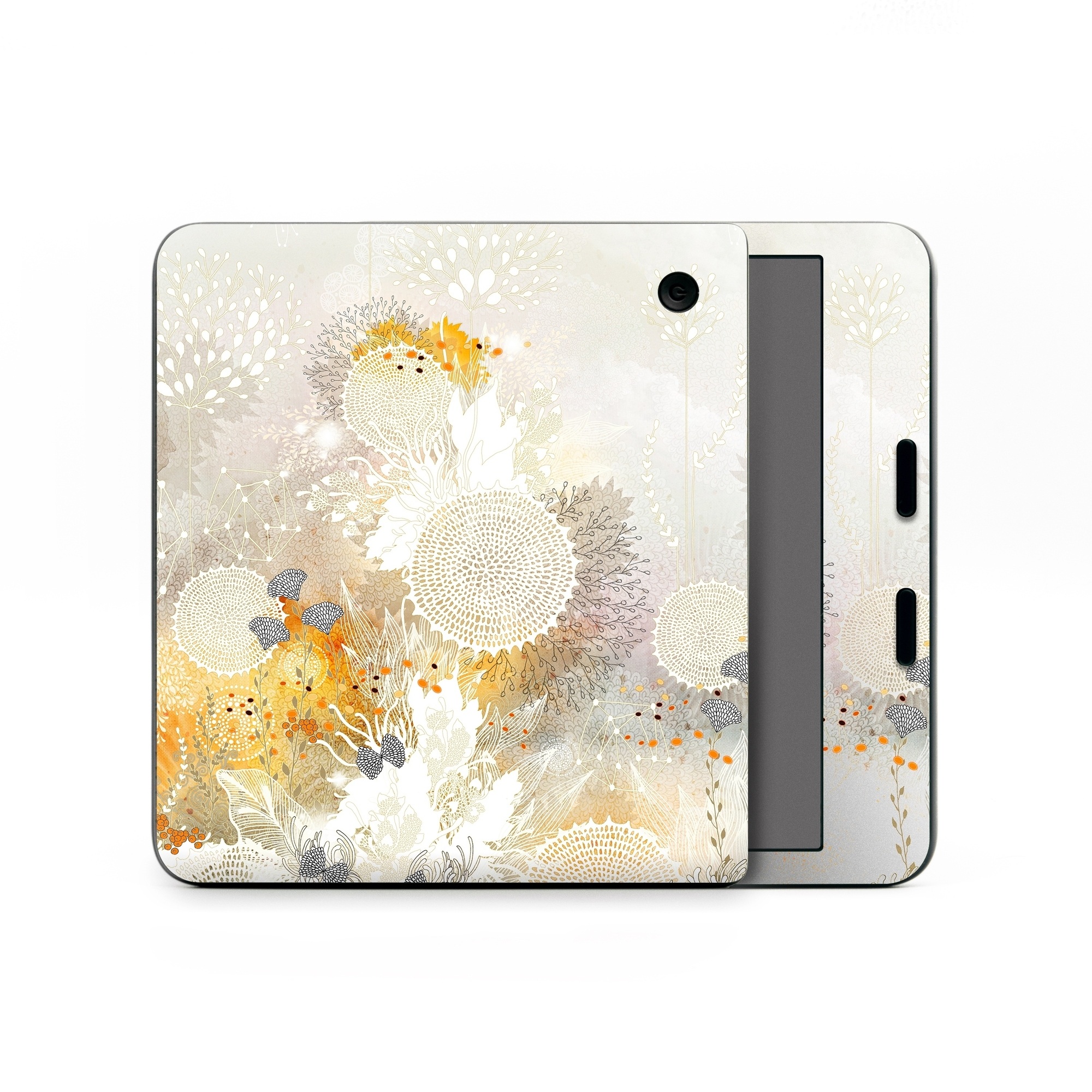Kobo Libra Colour Skin design of Pattern, Floral design, Flower, Plant, Illustration, camomile, Wildflower, Art, with gray, yellow, pink, white, green colors