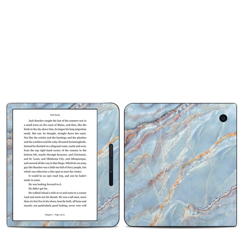 Kobo Libra H20 Skin design of Blue, Azure, Aqua, Onyx, with blue, red, orange, white colors