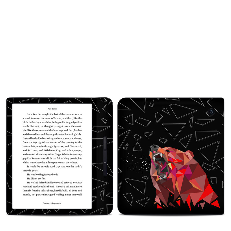 Kobo Libra H20 Skin design of Graphic design, Triangle, Font, Illustration, Design, Art, Visual arts, Graphics, Pattern, Space, with black, red colors