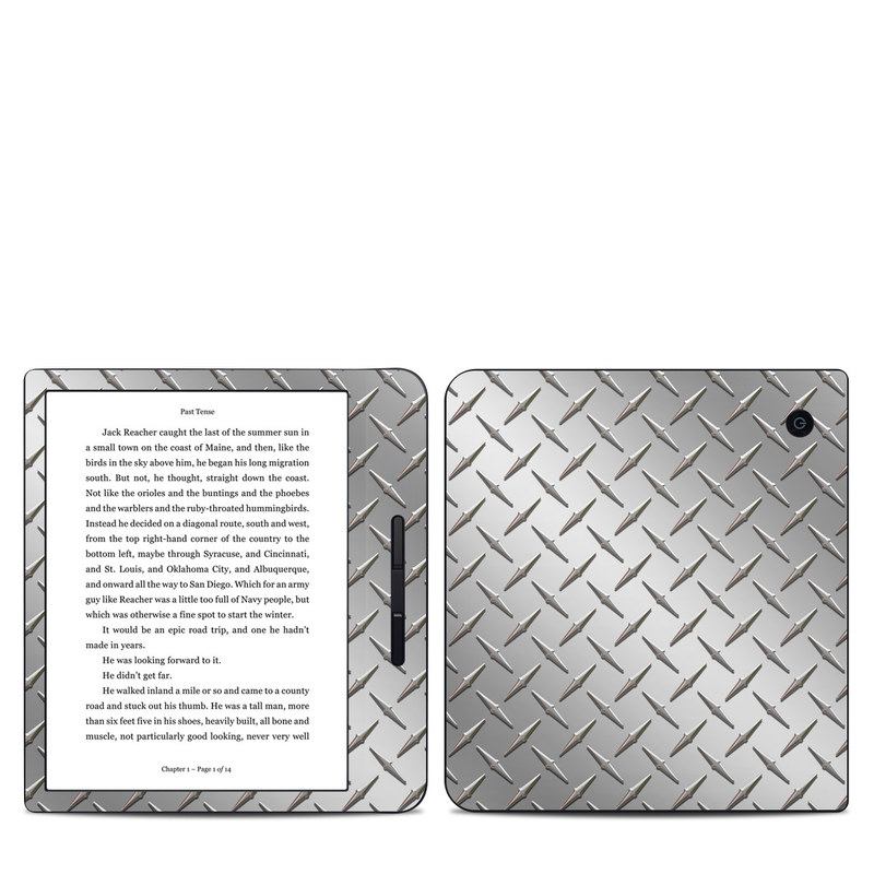 Kobo Libra H20 Skin design of Pattern, Metal, Line, Design, Steel, Parallel, Tile, Beige, Flooring, with gray colors