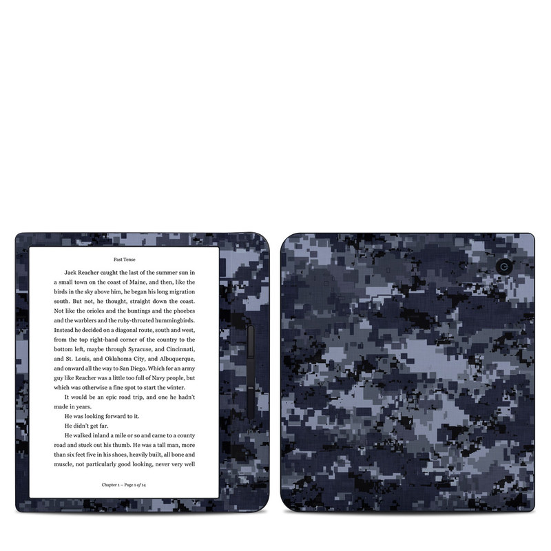 Kobo Libra H20 Skin design of Military camouflage, Black, Pattern, Blue, Camouflage, Design, Uniform, Textile, Black-and-white, Space, with black, gray, blue colors