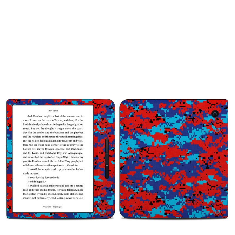 Kobo Libra H20 Skin design of Blue, Red, Pattern, Textile, Electric blue, with blue, red colors