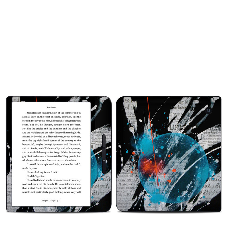 Kobo Libra H20 Skin design of Graphic design, Illustration, Graphics, Design, Art, Space, World, with black, gray, blue, red colors