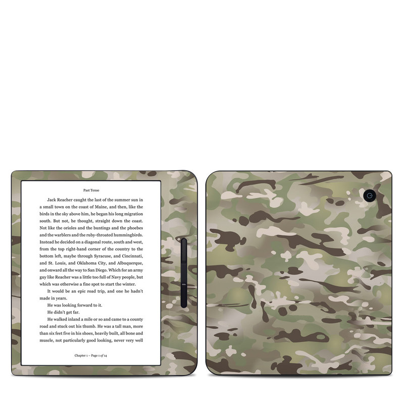 Kobo Libra H20 Skin design of Military camouflage, Camouflage, Pattern, Clothing, Uniform, Design, Military uniform, Bed sheet, with gray, green, black, red colors