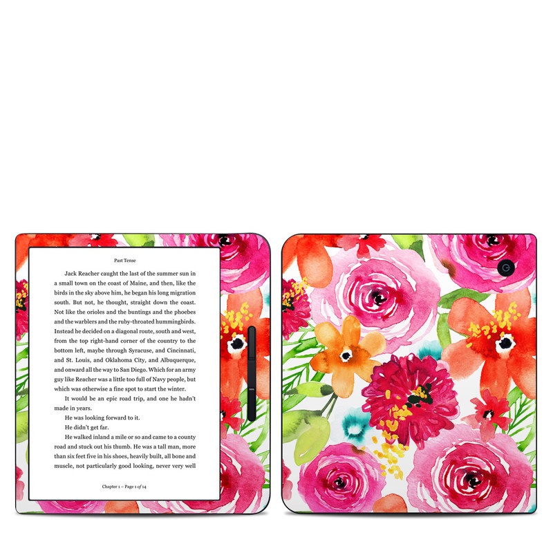 Kobo Libra H20 Skin design of Flower, Cut flowers, Floral design, Plant, Pink, Bouquet, Petal, Flower Arranging, Artificial flower, Clip art, with pink, red, green, orange, yellow, blue, white colors