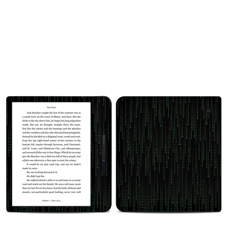 Kobo Libra H20 Skin design of Green, Black, Pattern, Symmetry, with black colors
