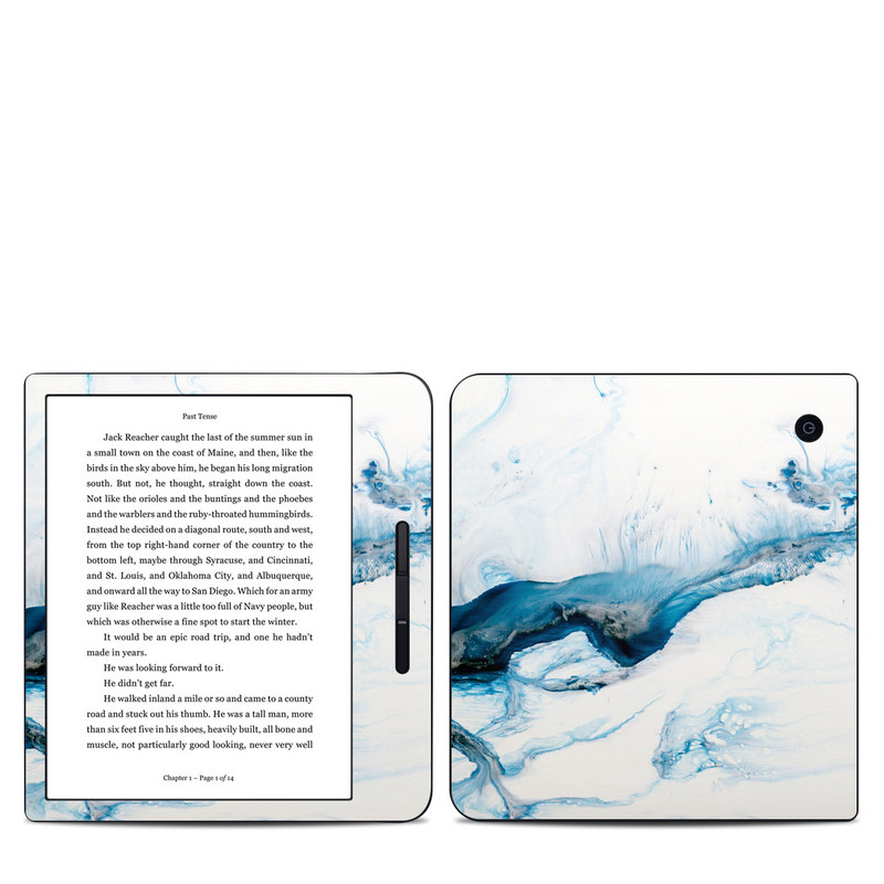 Kobo Libra H20 Skin design of Glacial landform, Blue, Water, Glacier, Sky, Arctic, Ice cap, Watercolor paint, Drawing, Art, with white, blue, black colors