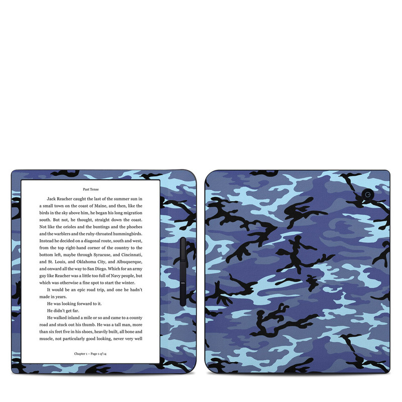 Kobo Libra H20 Skin design of Military camouflage, Pattern, Blue, Aqua, Teal, Design, Camouflage, Textile, Uniform, with blue, black, gray, purple colors