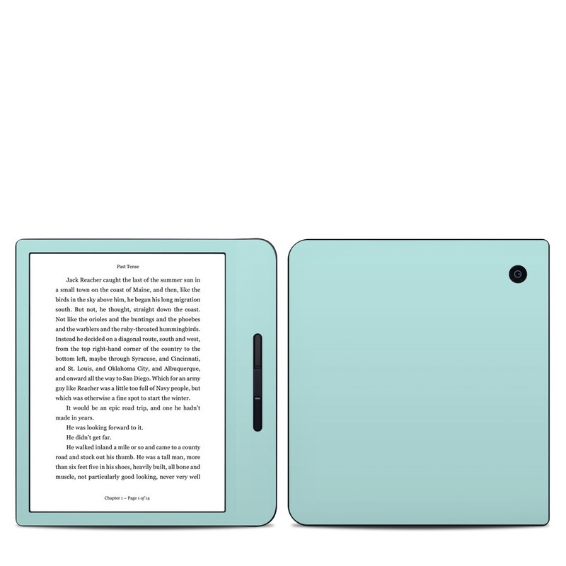 Kobo Libra H20 Skin design of Green, Blue, Aqua, Turquoise, Teal, Azure, Text, Daytime, Yellow, Sky, with blue colors