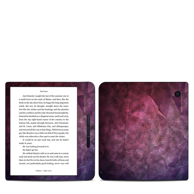 Kobo Libra H20 Skin design of Purple, Sky, Red, Violet, Pink, Pattern, Design, Triangle, Line, Magenta, with black, red, purple, pink, white colors