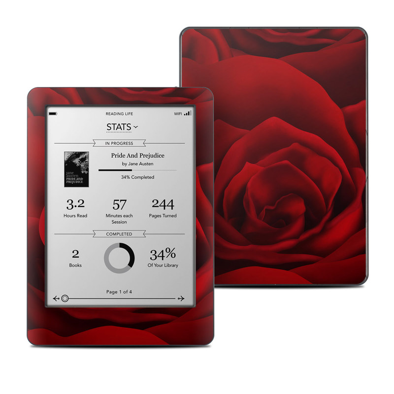 Kobo Glo Skin design of Red, Garden roses, Rose, Petal, Flower, Nature, Floribunda, Rose family, Close-up, Plant, with black, red colors