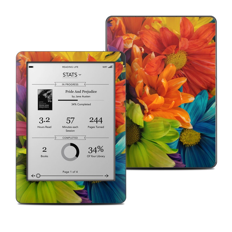 Kobo Glo Skin design of Flower, Petal, Orange, Cut flowers, Yellow, Plant, Bouquet, Floral design, Flowering plant, Gerbera, with red, green, black, blue colors