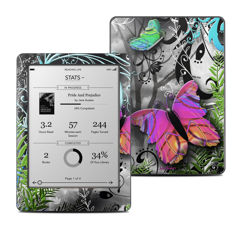 Kobo Glo Skin design of Butterfly, Pink, Purple, Violet, Organism, Spring, Moths and butterflies, Botany, Plant, Leaf, with black, gray, green, purple, red colors