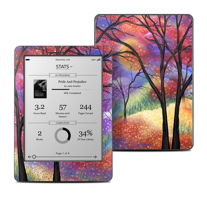 Kobo Glo Skin design of Nature, Tree, Natural landscape, Painting, Watercolor paint, Branch, Acrylic paint, Purple, Modern art, Leaf, with red, purple, black, gray, green, blue colors
