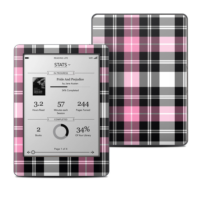 Kobo Glo Skin design of Plaid, Tartan, Pattern, Pink, Purple, Violet, Line, Textile, Magenta, Design, with black, gray, pink, red, white, purple colors