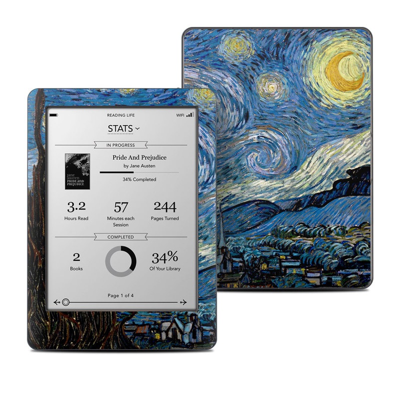 Kobo Glo Skin design of Painting, Purple, Art, Tree, Illustration, Organism, Watercolor paint, Space, Modern art, Plant, with gray, black, blue, green colors