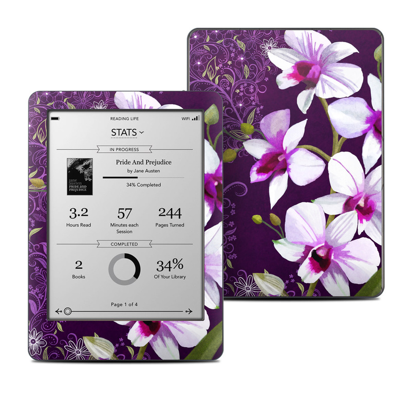 Kobo Glo Skin design of Flower, Purple, Petal, Violet, Lilac, Plant, Flowering plant, cooktown orchid, Botany, Wildflower, with black, gray, white, purple, pink colors