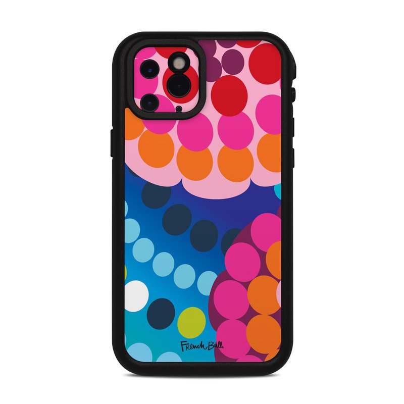 LifeProof iPhone 11 Pro fre Case Skin design of Pattern, Circle, Orange, Colorfulness, Design, Line, Polka dot, Graphic design, Graphics, Heart, with blue, green, pink, orange, purple colors