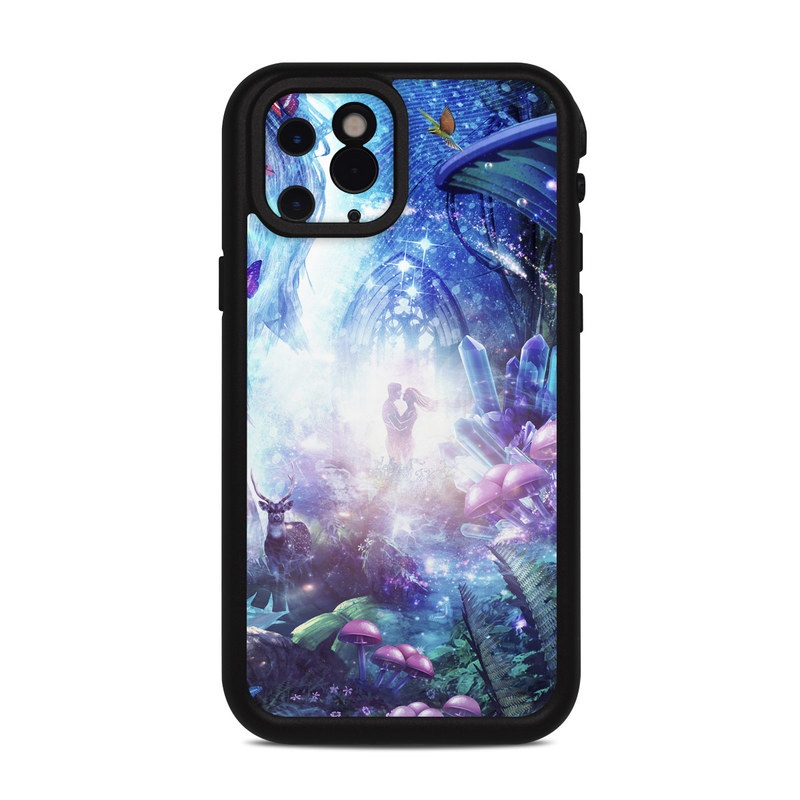LifeProof iPhone 11 Pro fre Case Skin design of Man, Woman, Fictional Character, Mythology, Bird, Wing, Mythical Creature, Deer, Tiger, Mushrooms, Butterfly, with white, blue, green, red, yellow, black, purple, gray colors
