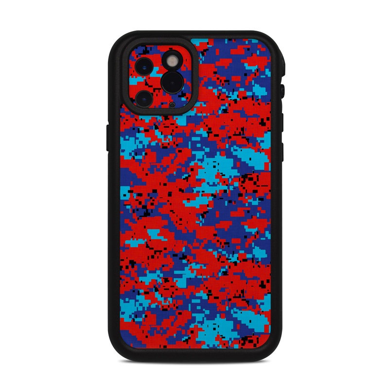 LifeProof iPhone 11 Pro fre Case Skin design of Blue, Red, Pattern, Textile, Electric blue, with blue, red colors