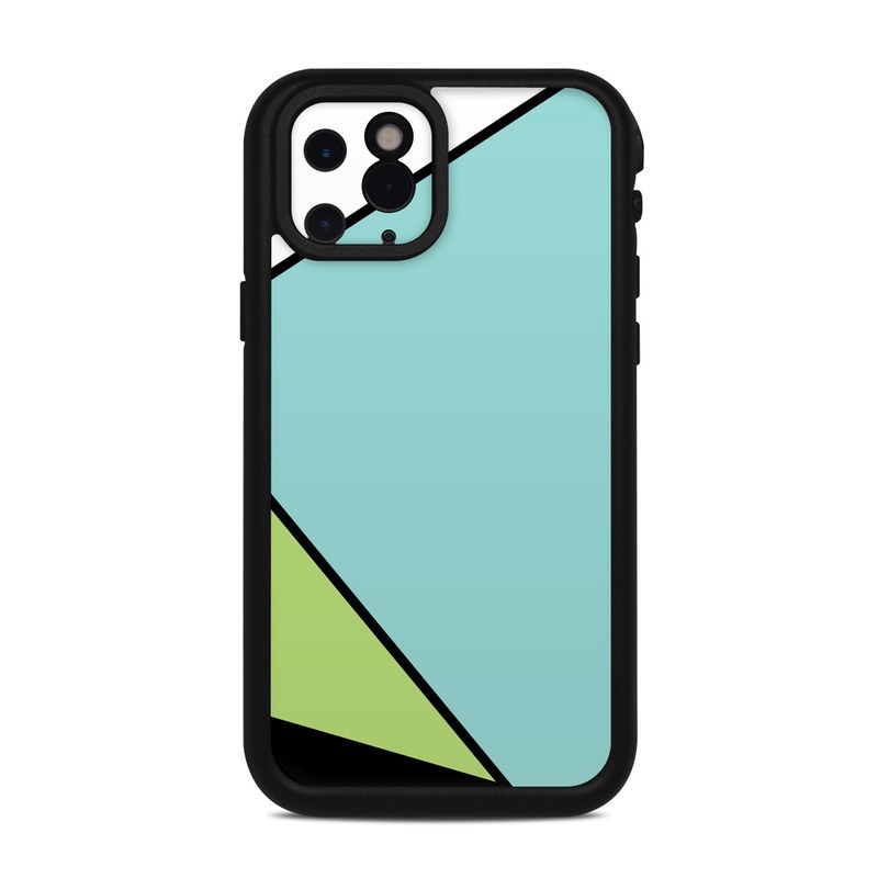 LifeProof iPhone 11 Pro fre Case Skin design of Green, Line, Blue, Triangle, Design, Parallel, Pattern, Graphic design, Slope, with white, black, green, blue colors