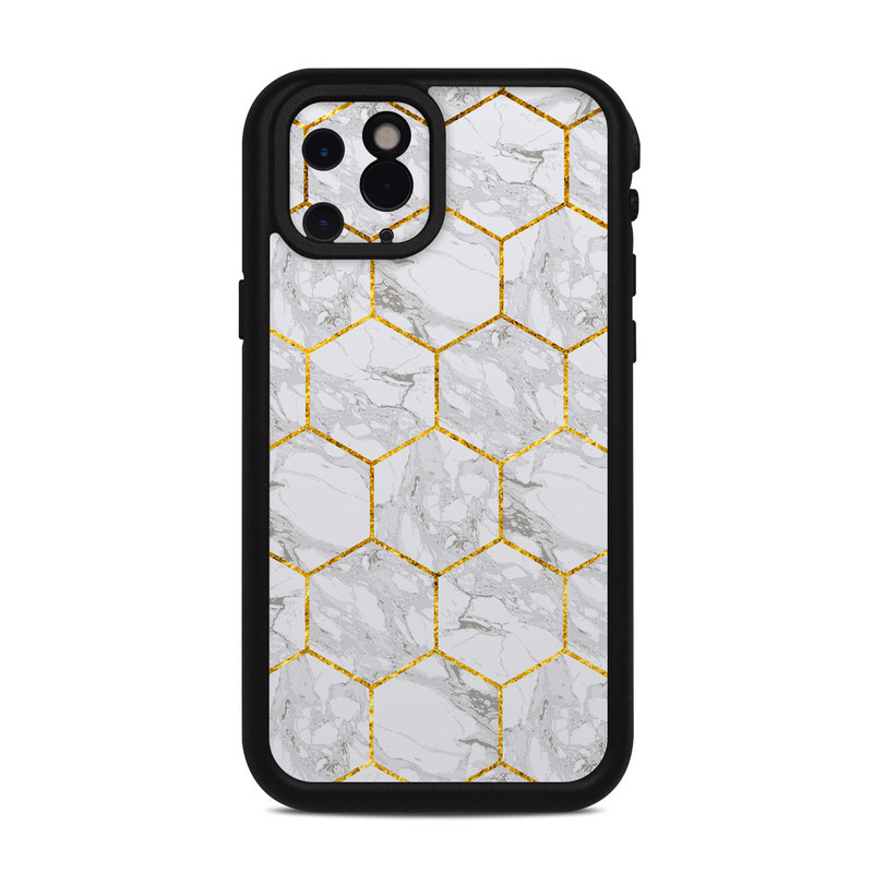 Lifeproof iPhone 11 Pro fre Case Skin design of Pattern, Tile flooring, Line, Tile, Design, Flooring, Floor, with white, black, brown colors