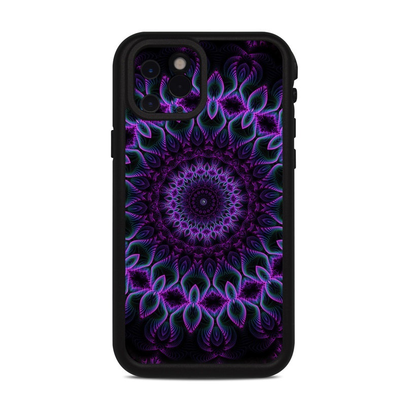 LifeProof iPhone 11 Pro fre Case Skin design of Colorfulness, Pattern, Purple, Violet, Magenta, Red, Pink, Art, Fractal Art, Visual Arts, Design, Circle, Symmetry, Psychedelic Art, Motif, Kaleidoscope, Graphics, with black, purple, blue, white colors