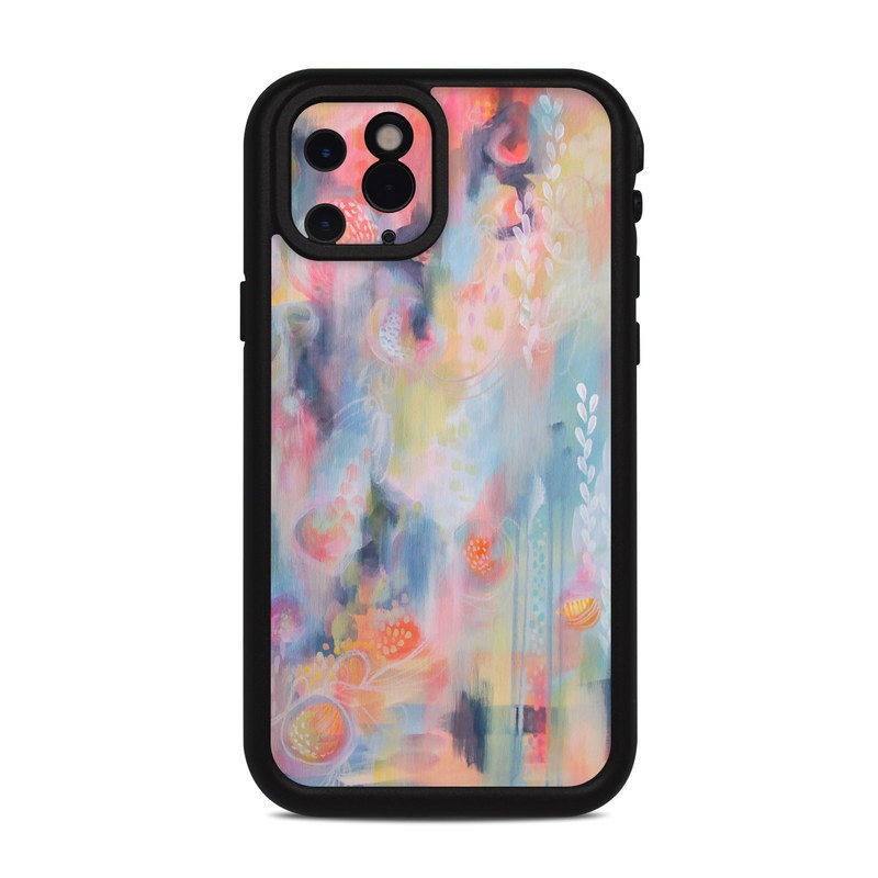 LifeProof iPhone 11 Pro fre Case Skin design of Painting, Watercolor paint, Modern art, Acrylic paint, Art, Visual arts, Paint, Artwork, Dye, with blue, pink, orange, yellow, red, white colors