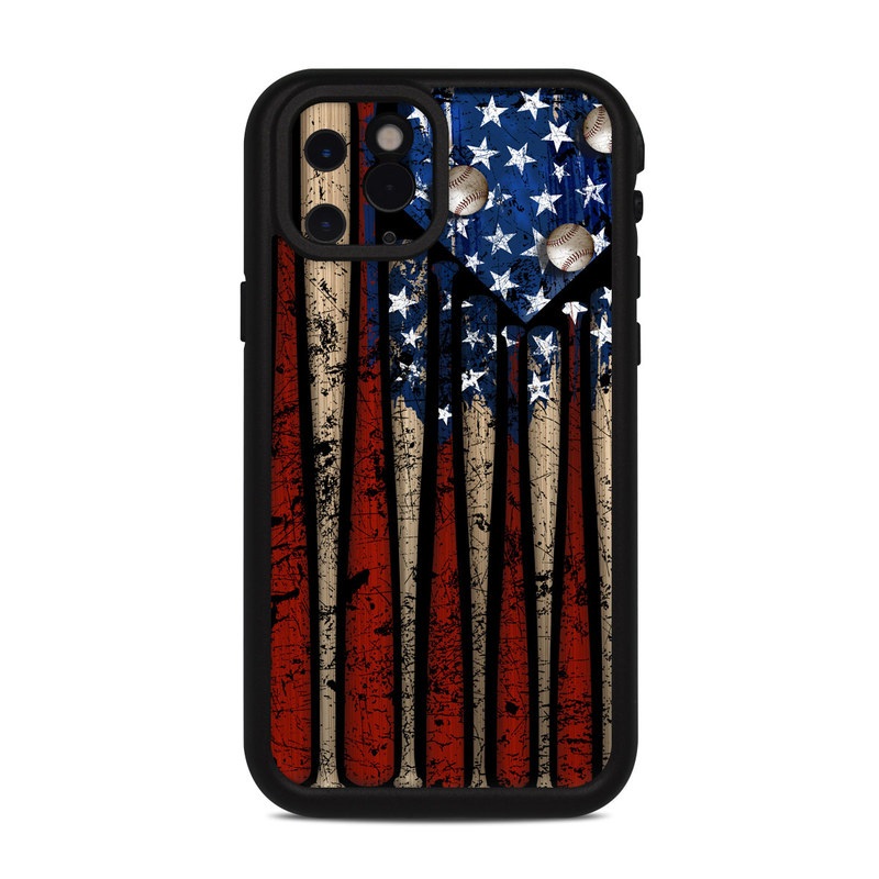 LifeProof iPhone 11 Pro fre Case Skin design of Baseball bat, Baseball equipment, with black, red, gray, green, blue colors