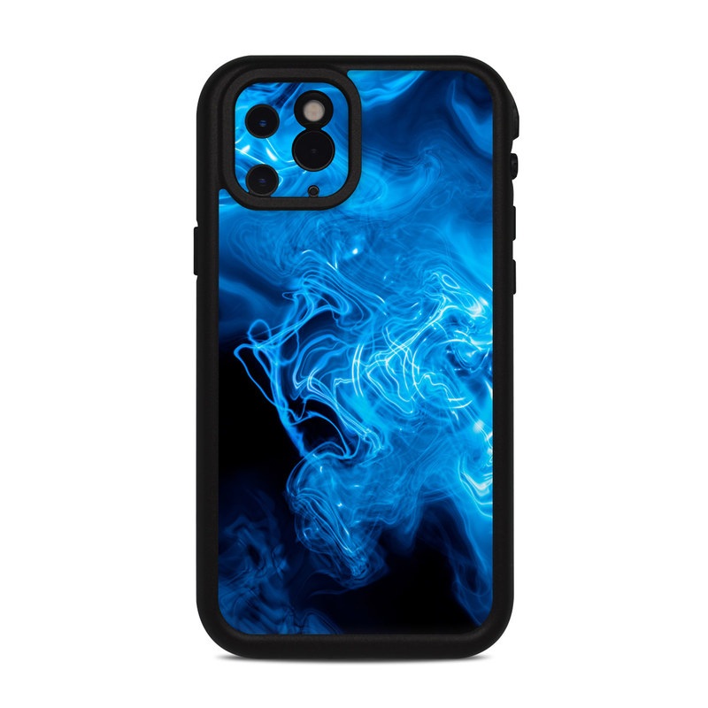 Lifeproof iPhone 11 Pro fre Case Skin design of Blue, Water, Electric blue, Organism, Pattern, Smoke, Liquid, Art, with blue, black, purple colors