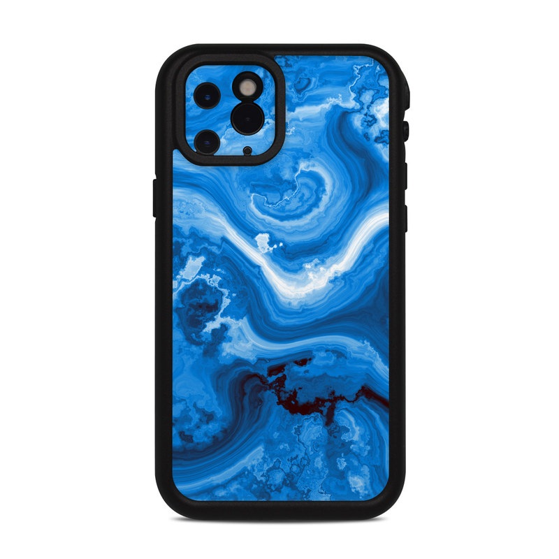 LifeProof iPhone 11 Pro fre Case Skin design of Blue, Water, Aqua, Azure, Turquoise, Pattern, Liquid, Wave, Electric blue, Design, with blue, white, black colors